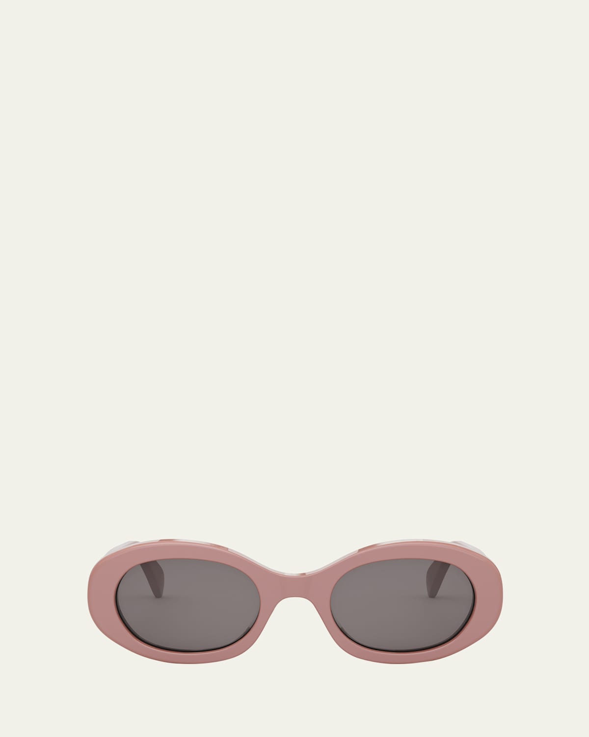 Celine Triomphe Acetate Oval Sunglasses In Shiny Pink Smoke
