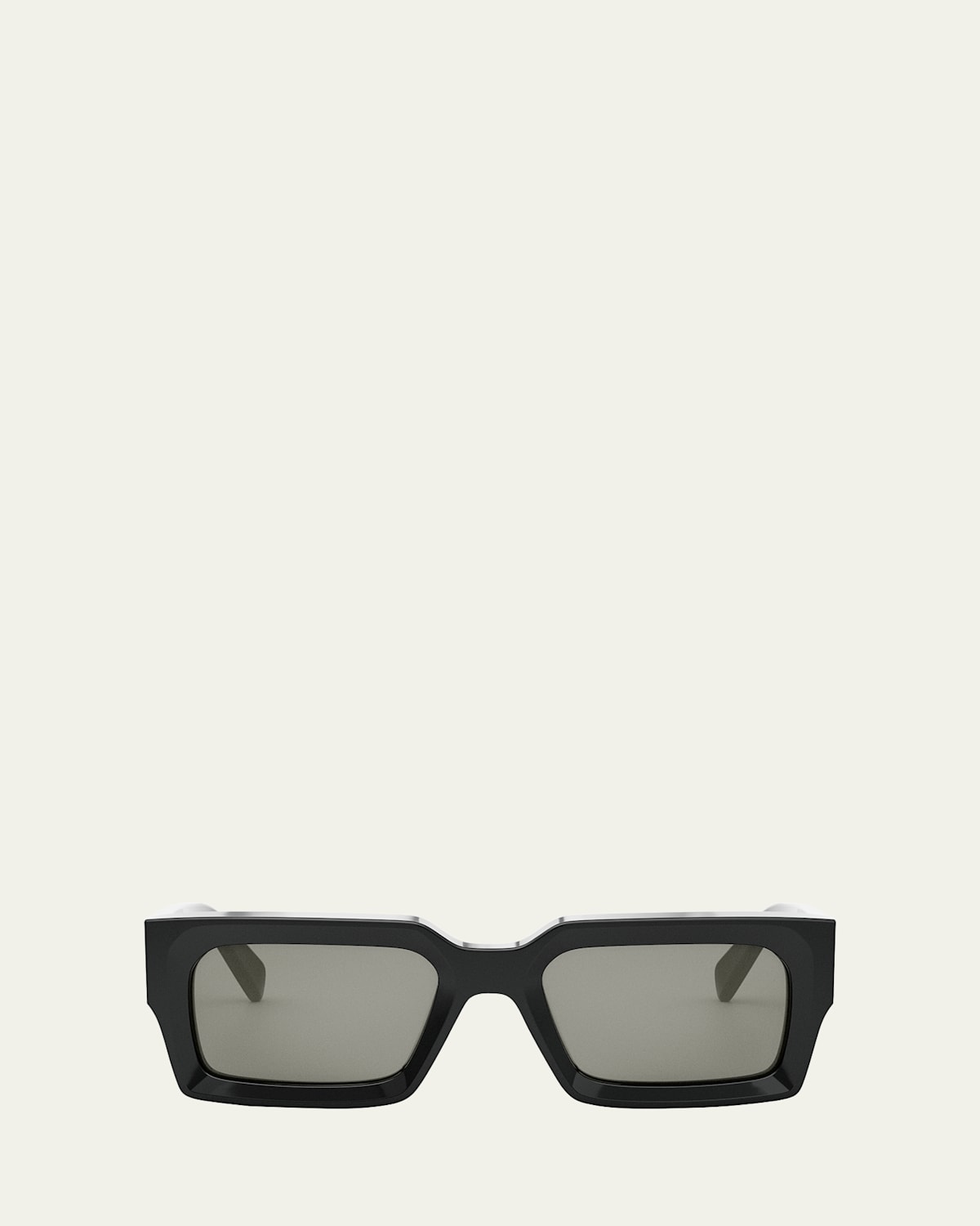 Celine Bold 3 Dots Beveled Acetate Rectangle Sunglasses In Shiny Black   Smoke
