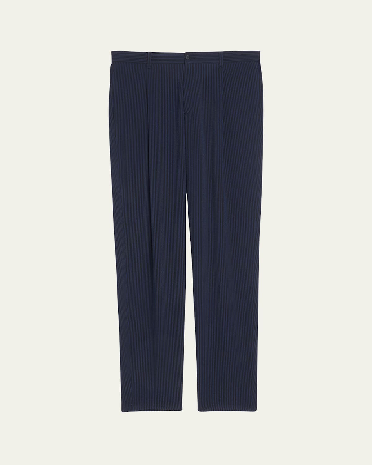 Giorgio Armani Men's Loose-fit Seersucker Pants In Black