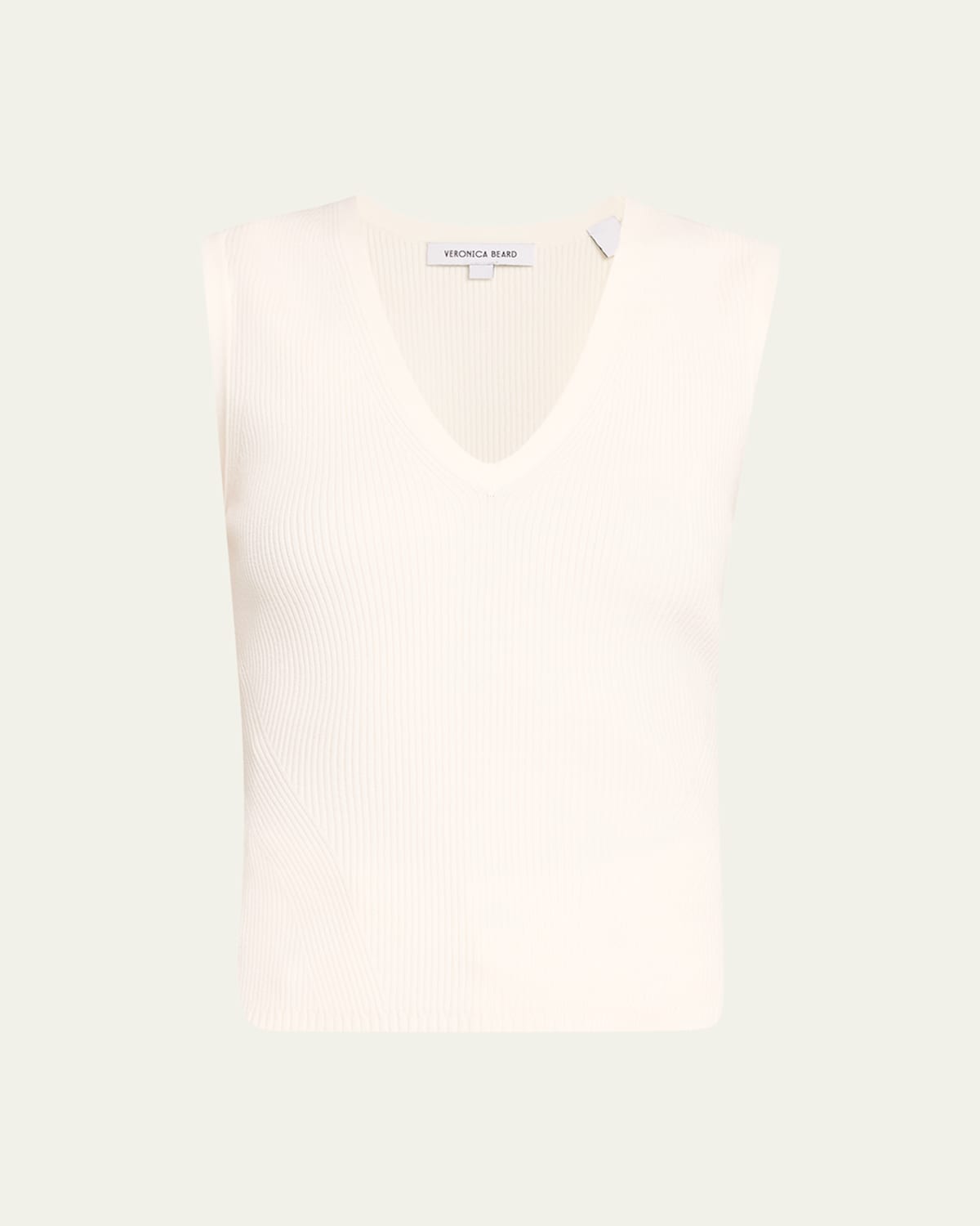 Shop Veronica Beard Sid Ribbed Sleeveless Sweater In Off-white