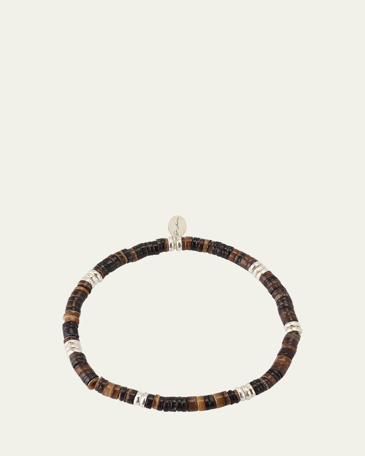 Men's Heishi Beaded Bracelet with Sterling Silver
