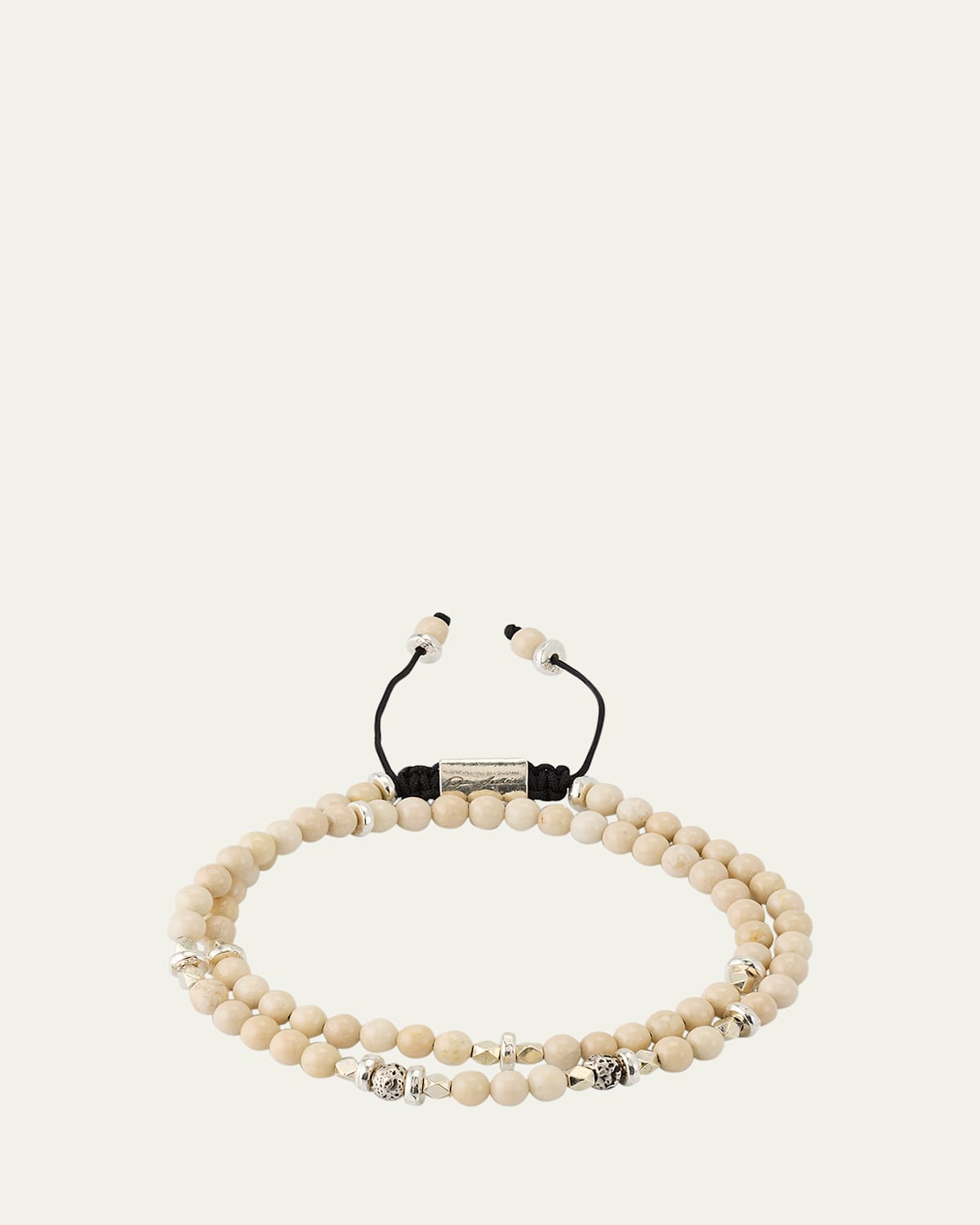 Men's Bone Beaded Wrap Bracelet with Sterling Silver