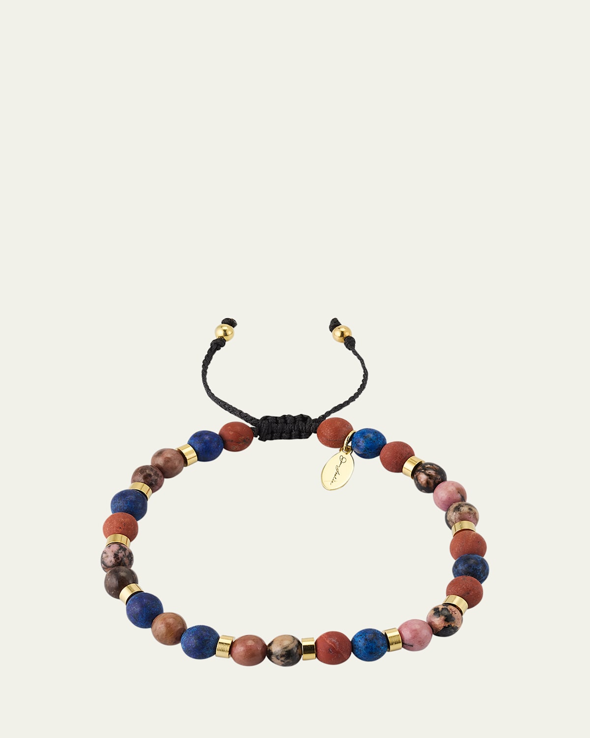 Men's Mixed Gemstone Beaded Pull Cord Bracelet