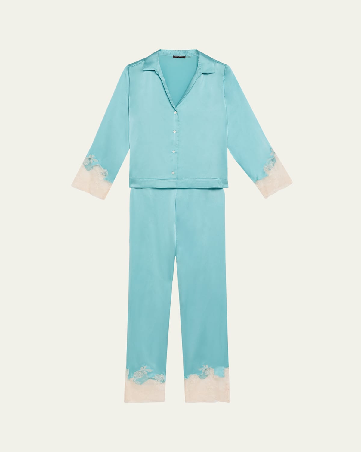Lolita Cropped Lace-Trim Charmeuse Pajama Set