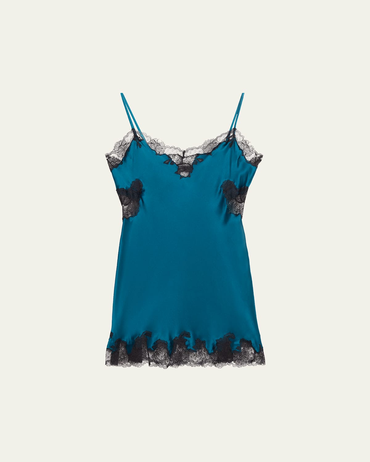 Josie Natori Lolita Lace-trim Open-back Chemise In Green