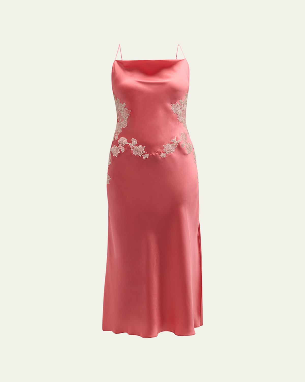 Josie Natori Lolita Slip Dress With Lace Detail
