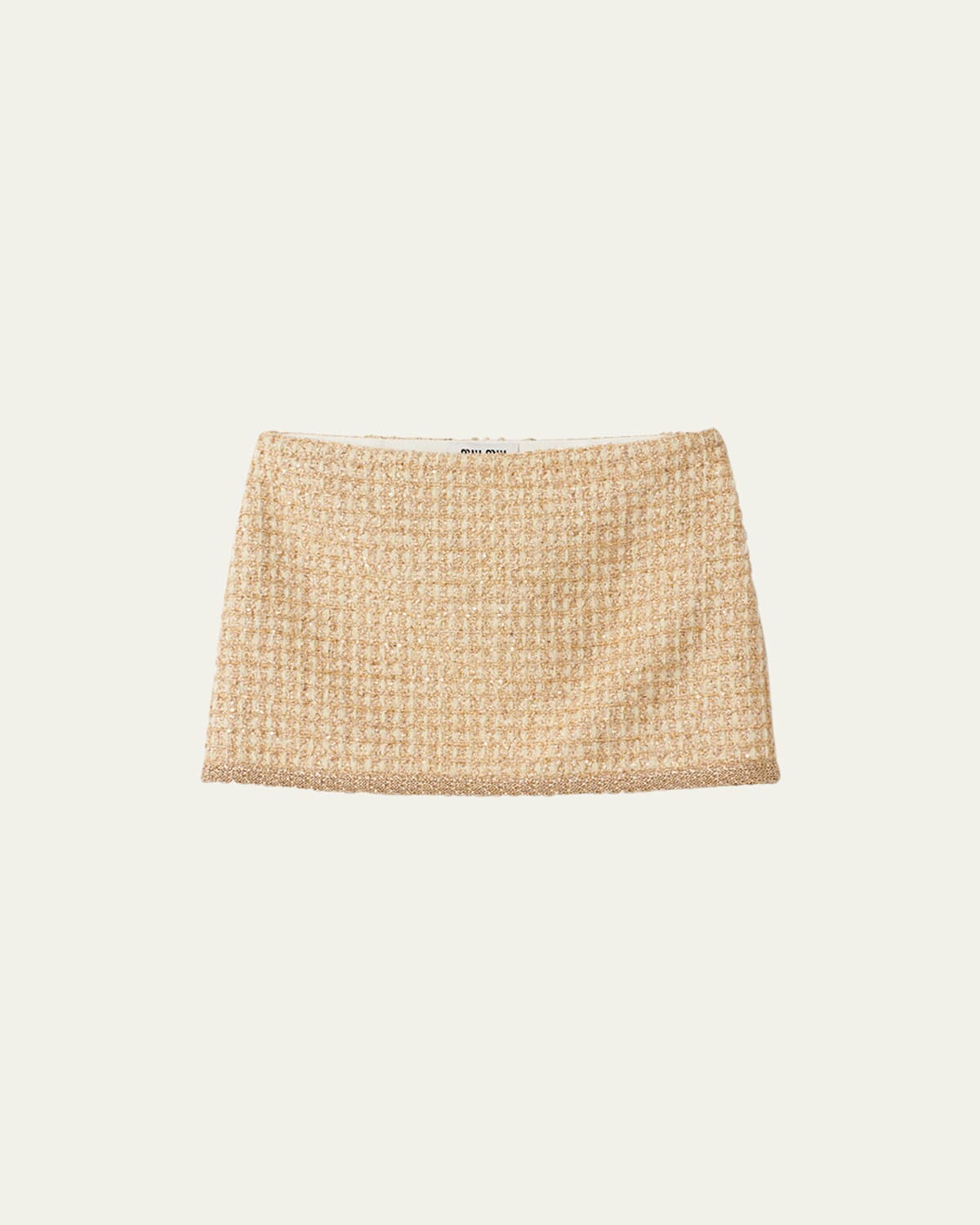 Miu Miu Crochet-trim Boucle Mini Skirt In Avorio Oro