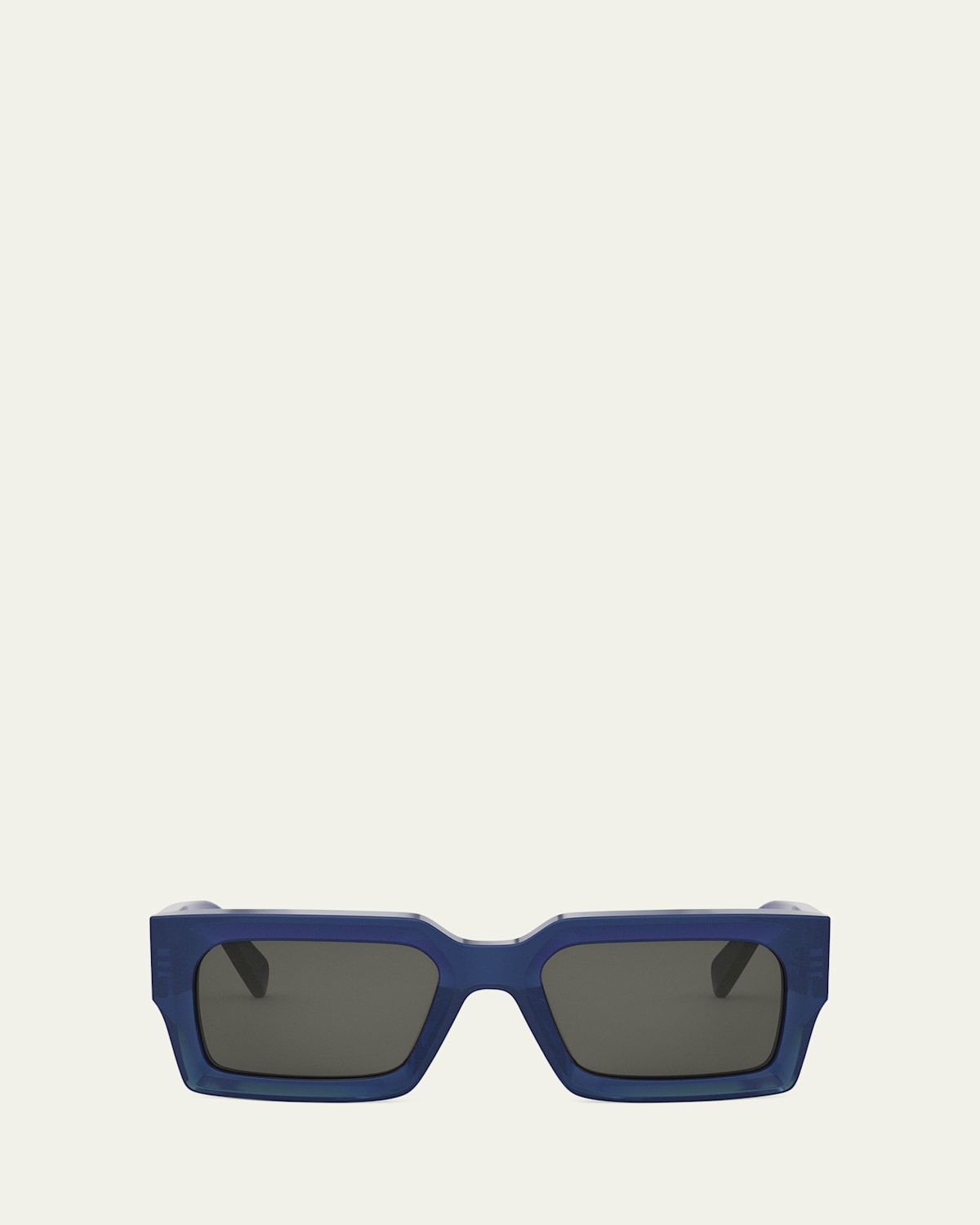 Celine Men's 3-dot Acetate Rectangle Sunglasses In Shiny Blue Smoke