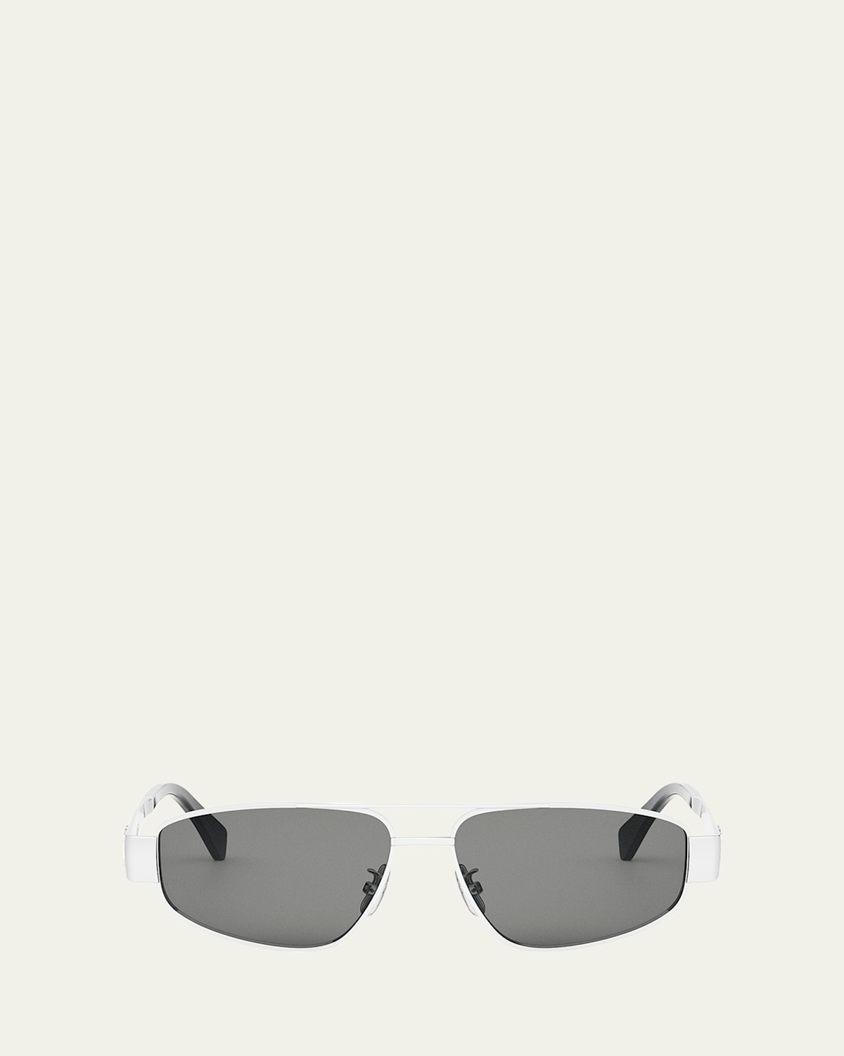Celine Cl40281u Metal Triomphe 16a Argento Sunglasses In Shiny Palladium / Smoke