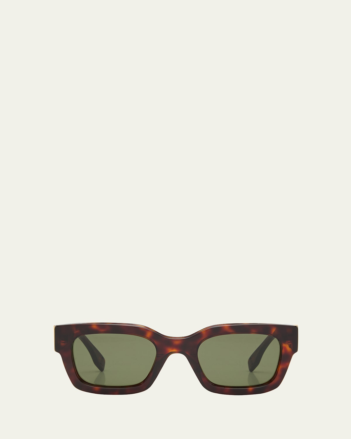 Fendi Men's Signature Oval Logo Sunglasses In Red Havana / Green