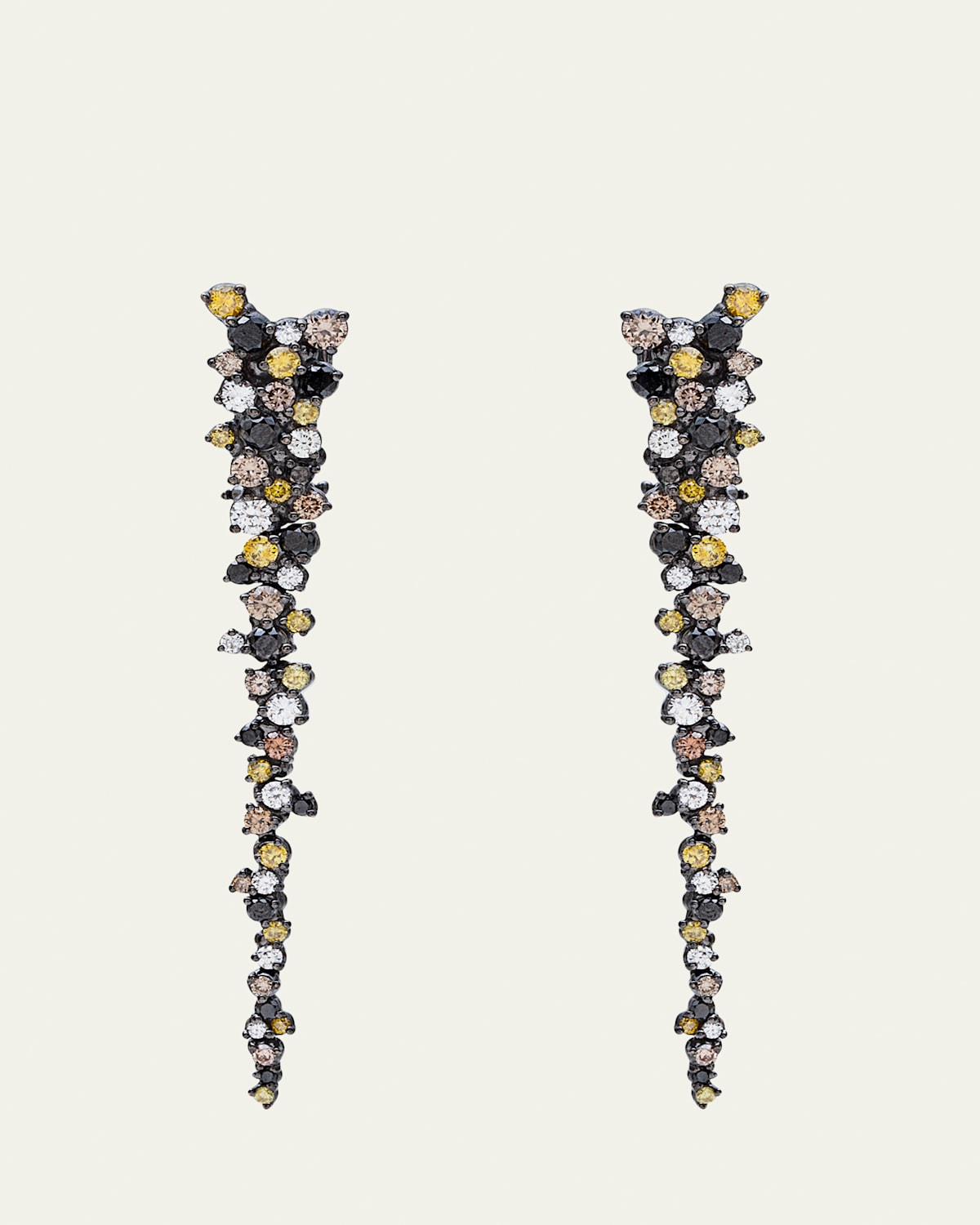 18K Black Gold Confetti Drop Earrings with Multicolor Diamonds