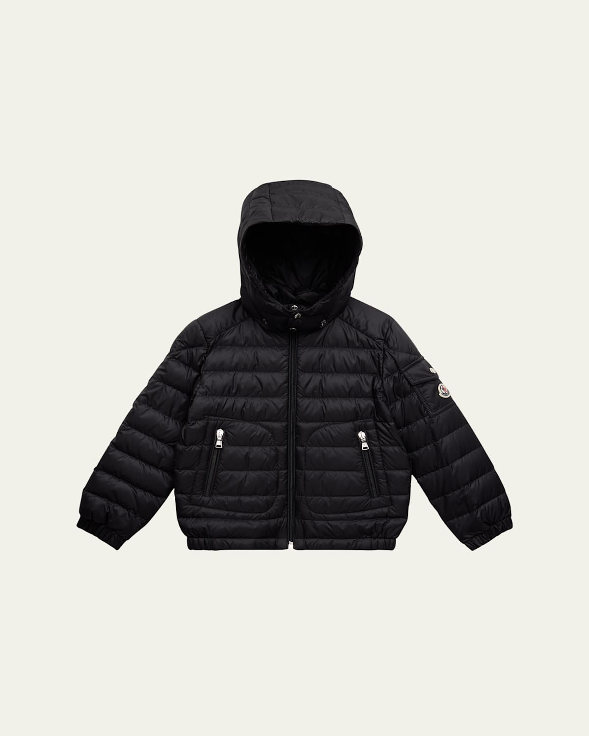 Moncler Lauros Brand-badge Hooded Shell-down Jacket 4- In Black