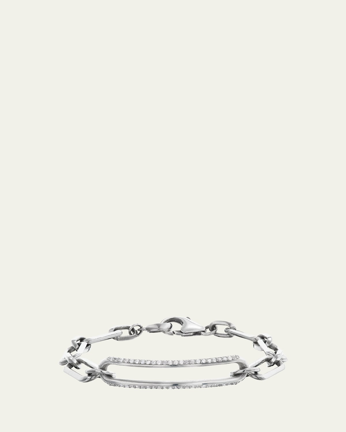 Pave Diamond Open ID Tag Chain Bracelet