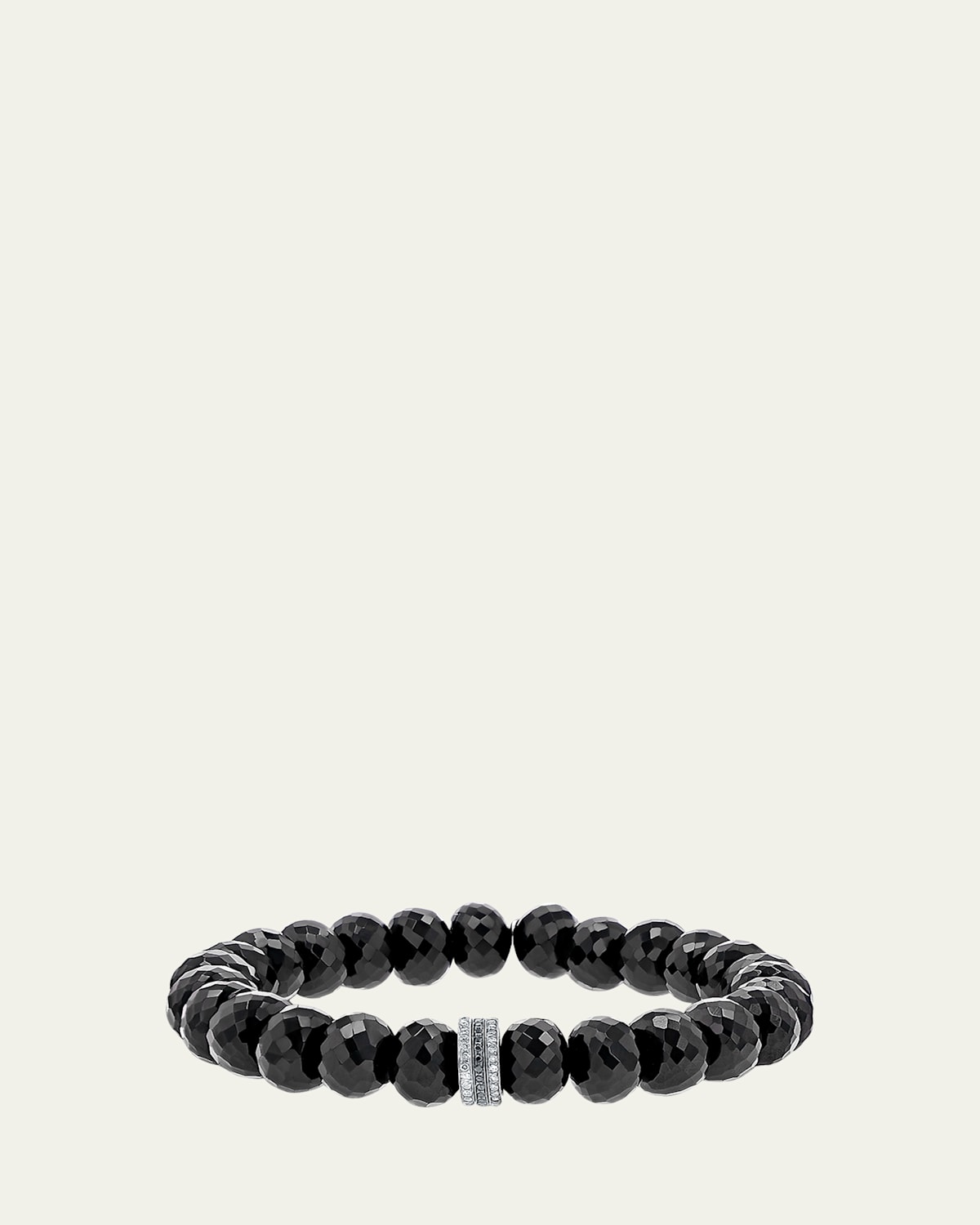 Spinel Bead Bracelet with Silver and Black Diamond Rondelle Cluster