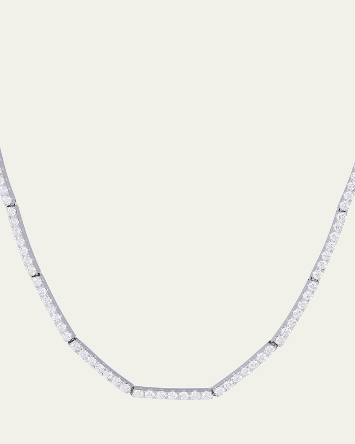 18K White Gold Thin Necklace with Diamonds
