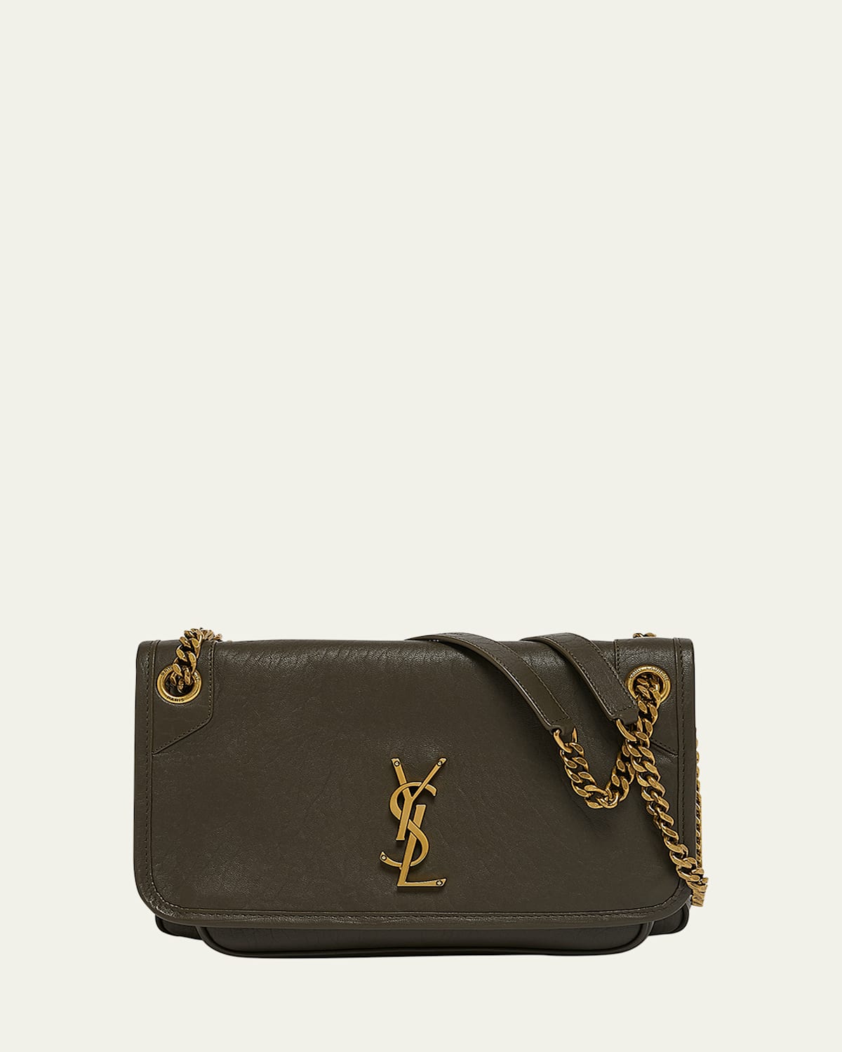 Saint Laurent Niki Medium Ysl Leather Shoulder Bag In Light Musk