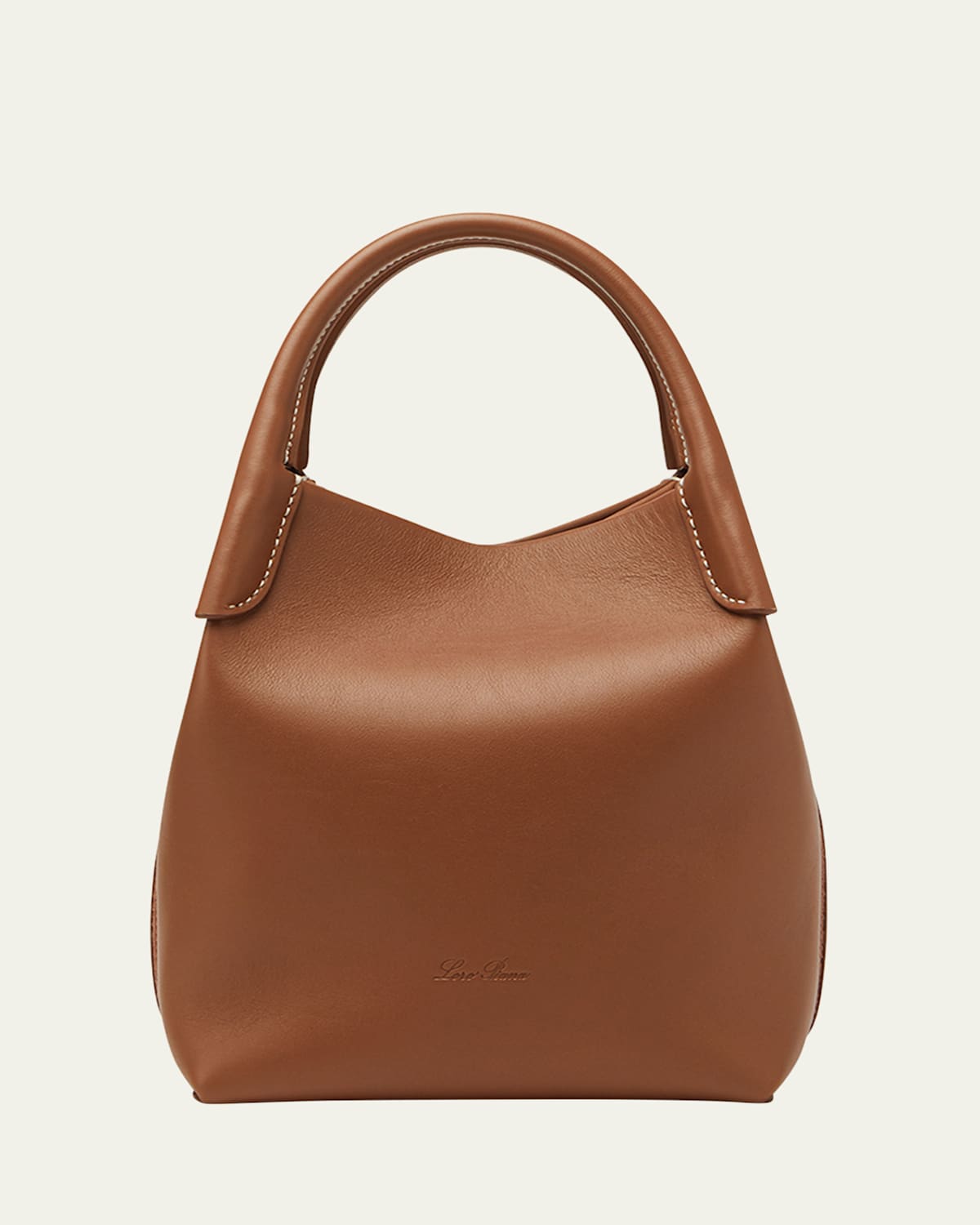 Loro Piana Bale Micro Rounded Leather Top-handle Bag In H0ye Mole Sun Gold