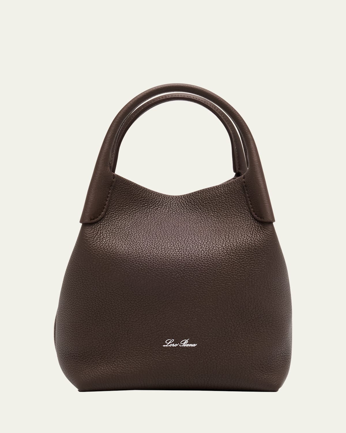 Loro Piana Bale Small Leather Top-handle Bag In H0to Dark Chocolate