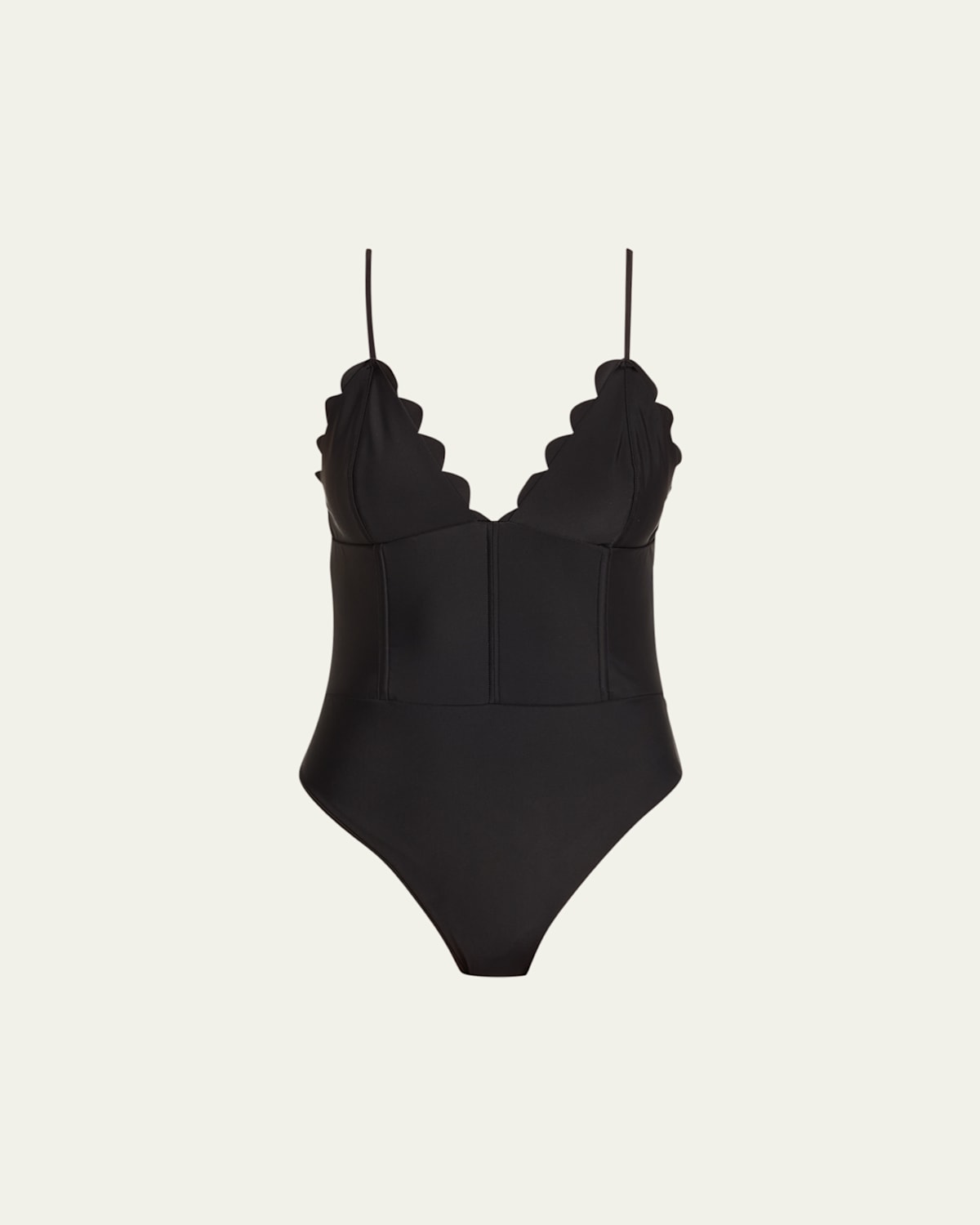 Ramy Brook Mikayla Scalloped One Piece Swimsuit In Palm Green