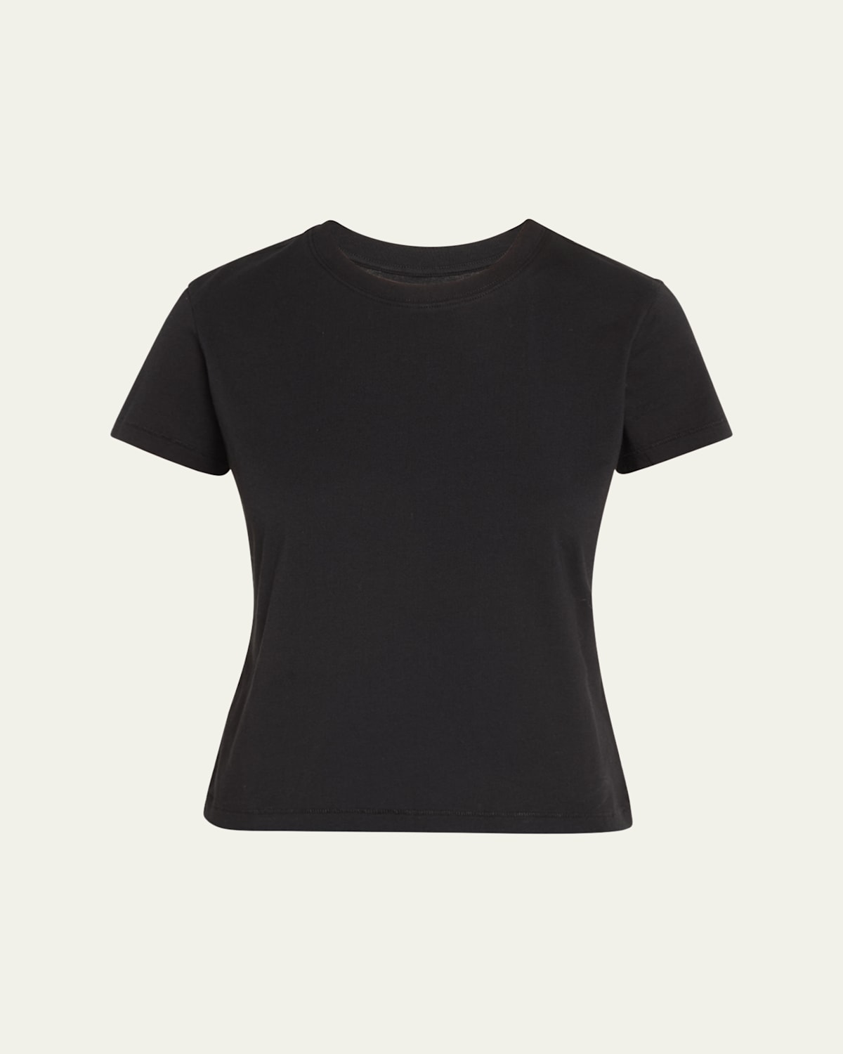 Frame Ribbed Crewneck Baby Tee In Black