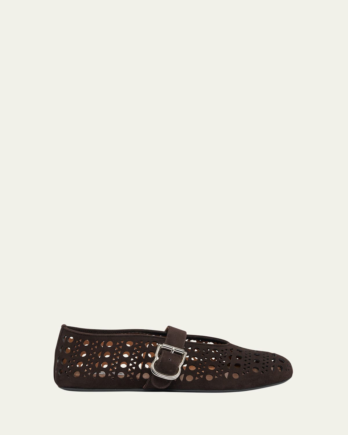 Vienne Perforated Suede Buckle Ballerina Flats
