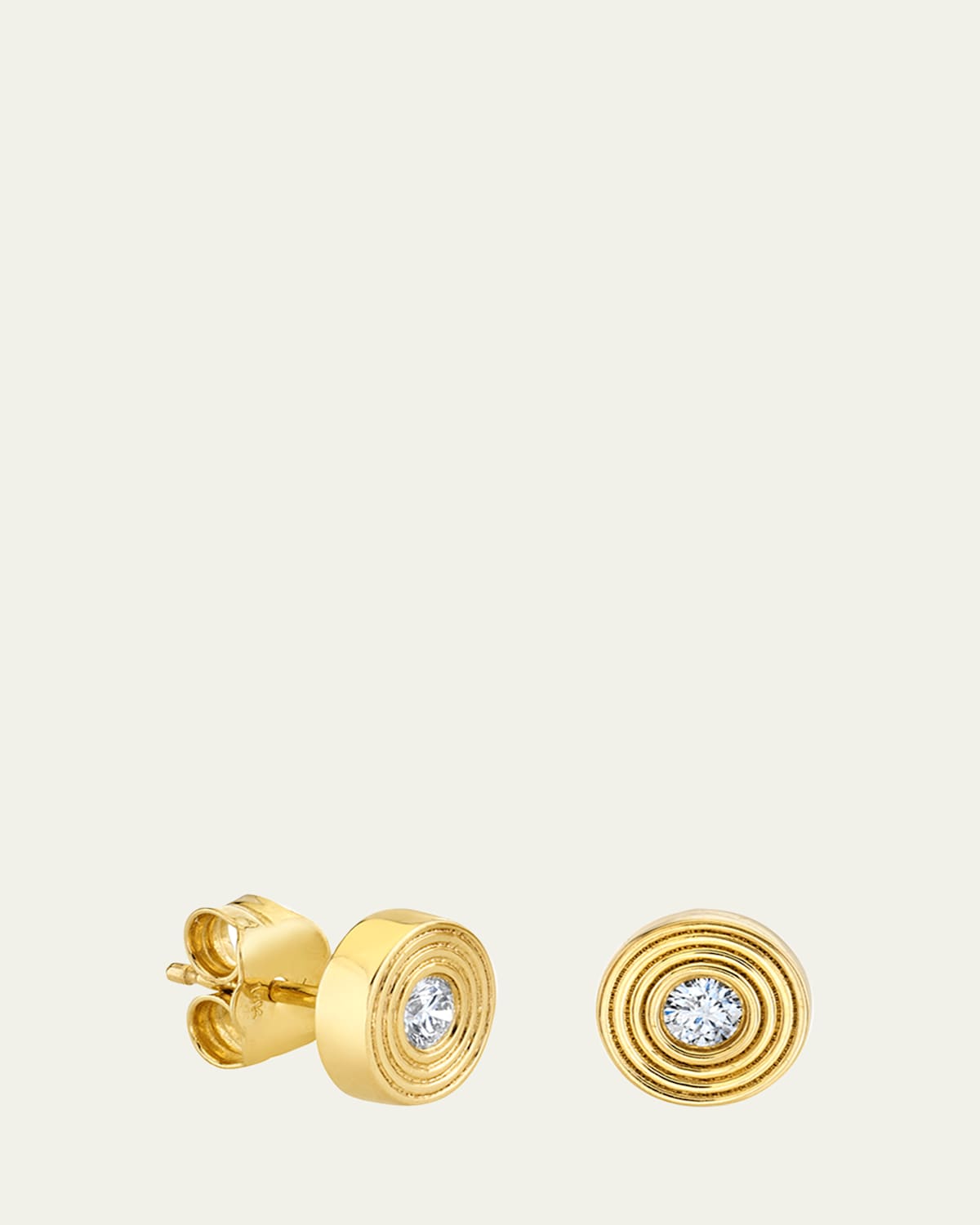 Sydney Evan 14K Diamond Fluted Bezel Stud Earring, Single