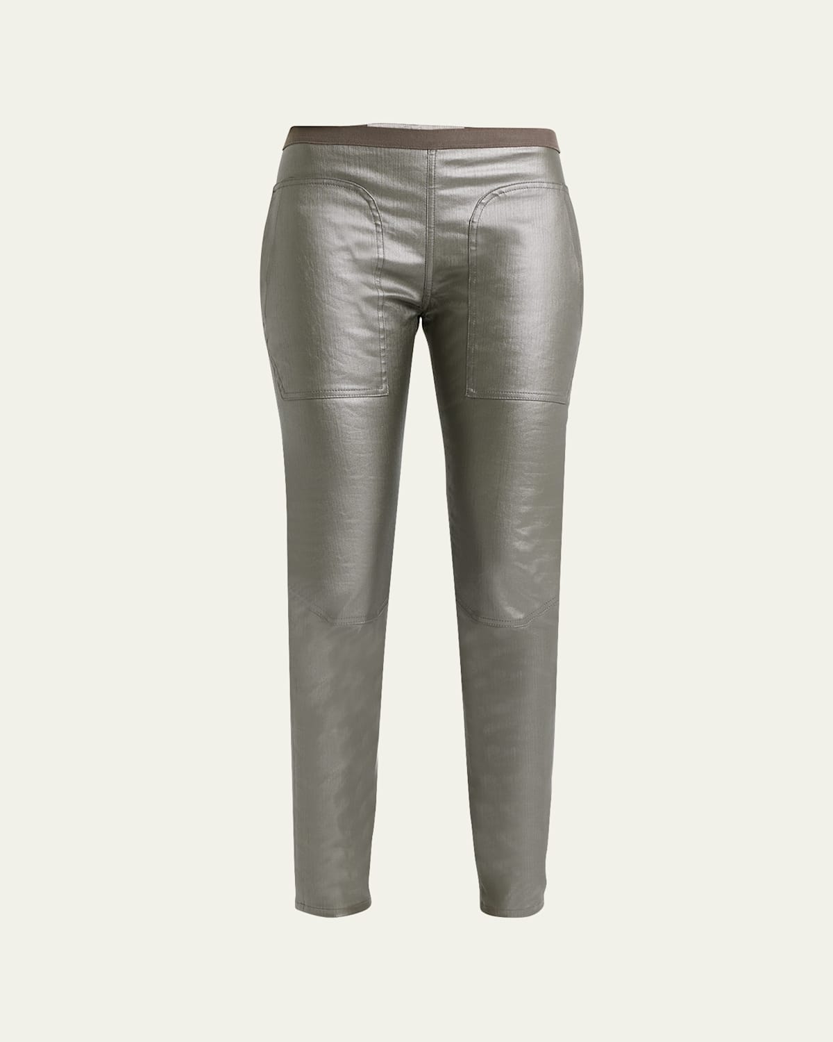Metallic Coated-Denim Mid-Rise Leggings