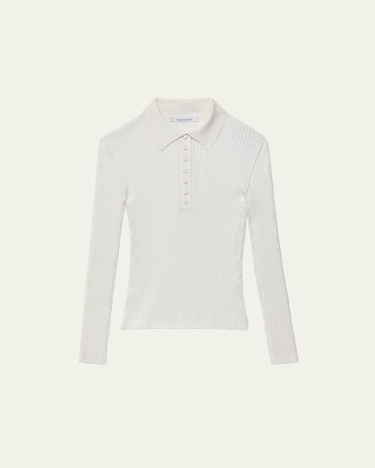 Ribbed Knit Polo Top