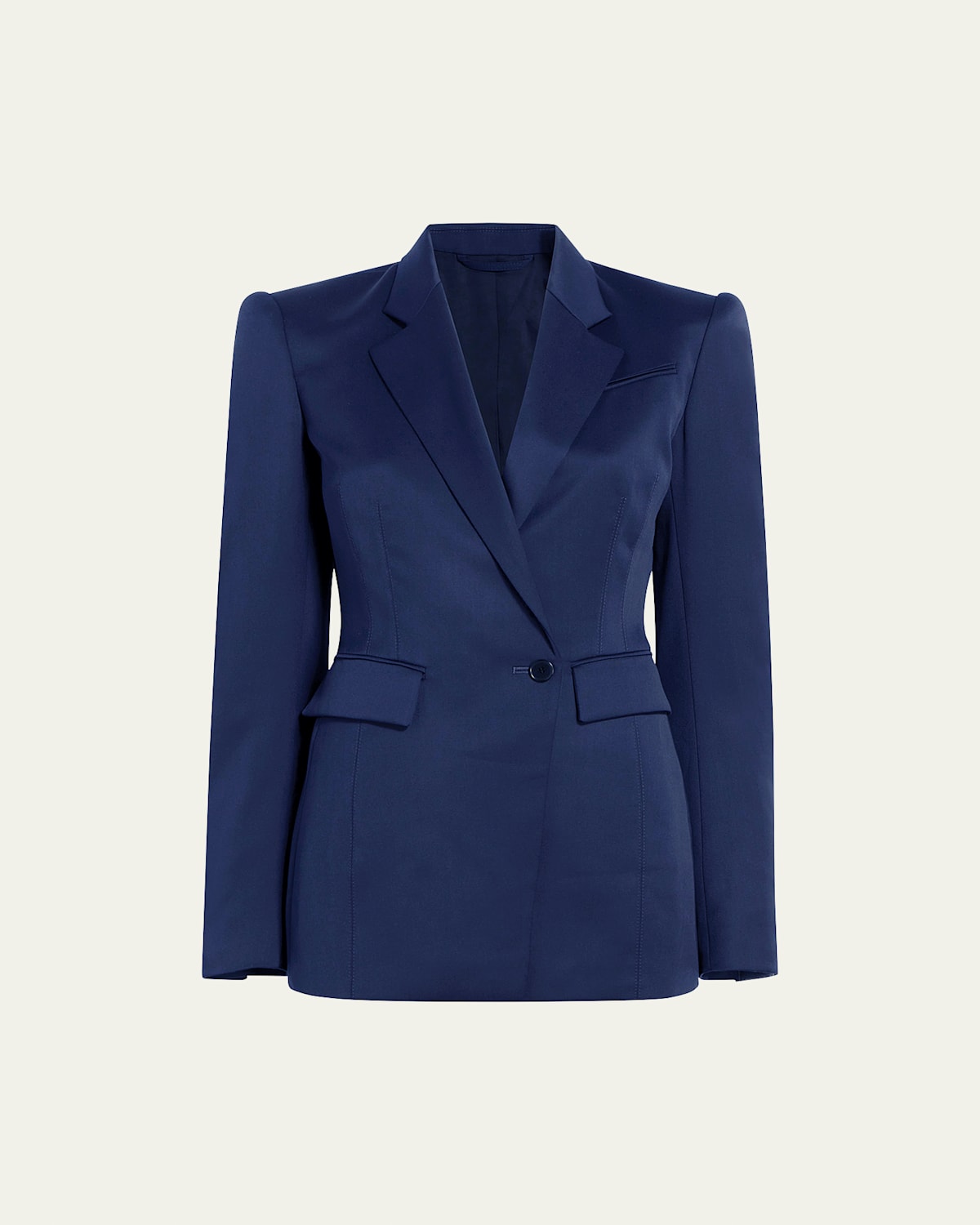 Another Tomorrow Seamed Waist Wool Jacket In Navy