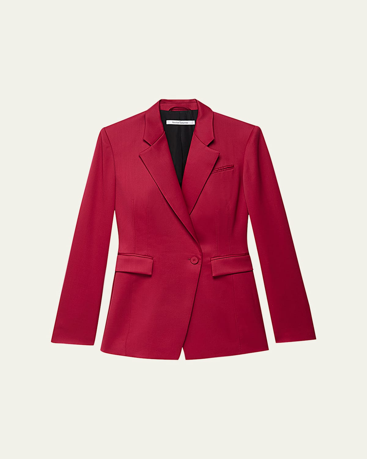 Another Tomorrow Seamed Waist Wool Jacket In Ruby