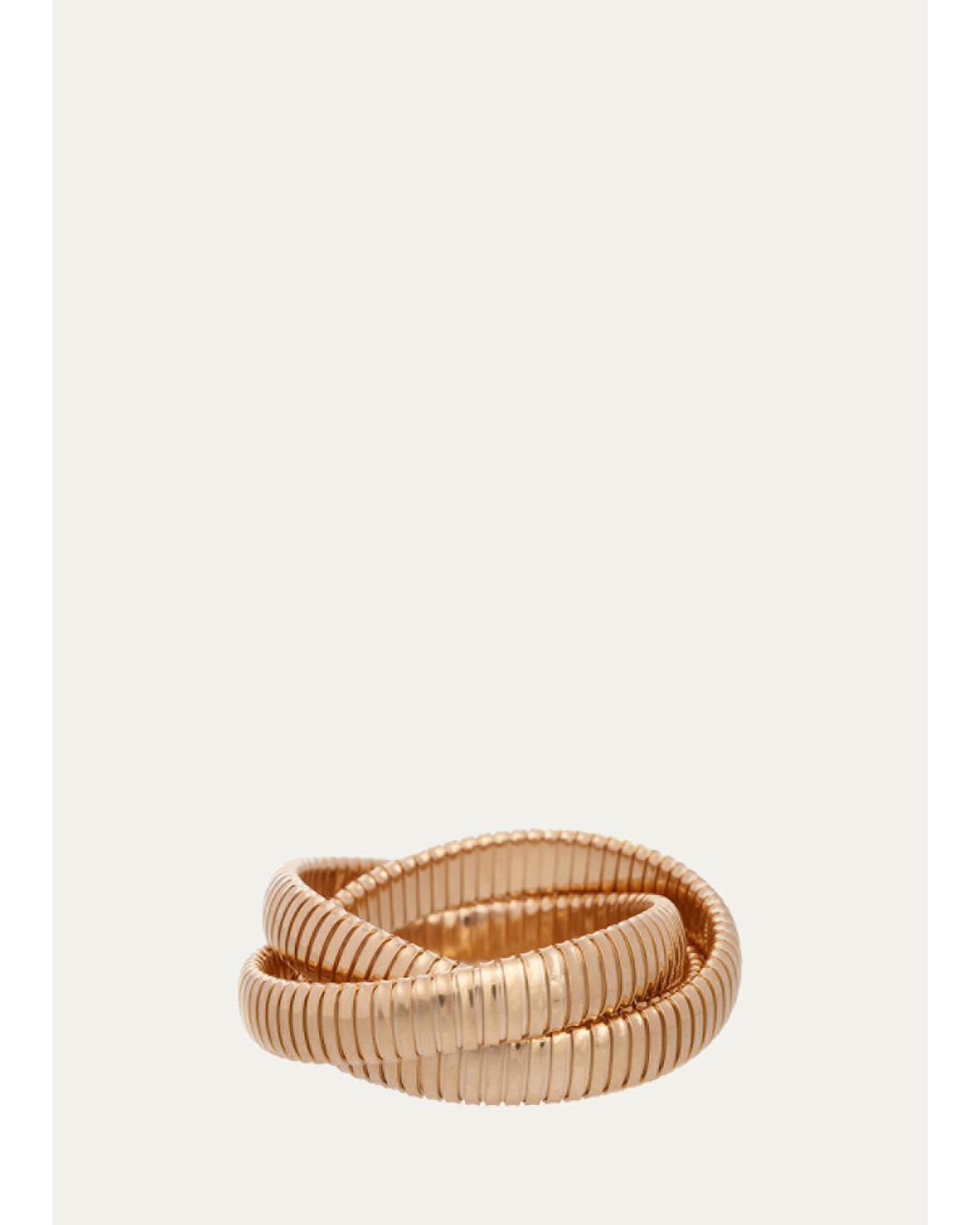 18K Yellow Gold 3 Band 12mm Rolling Bracelet