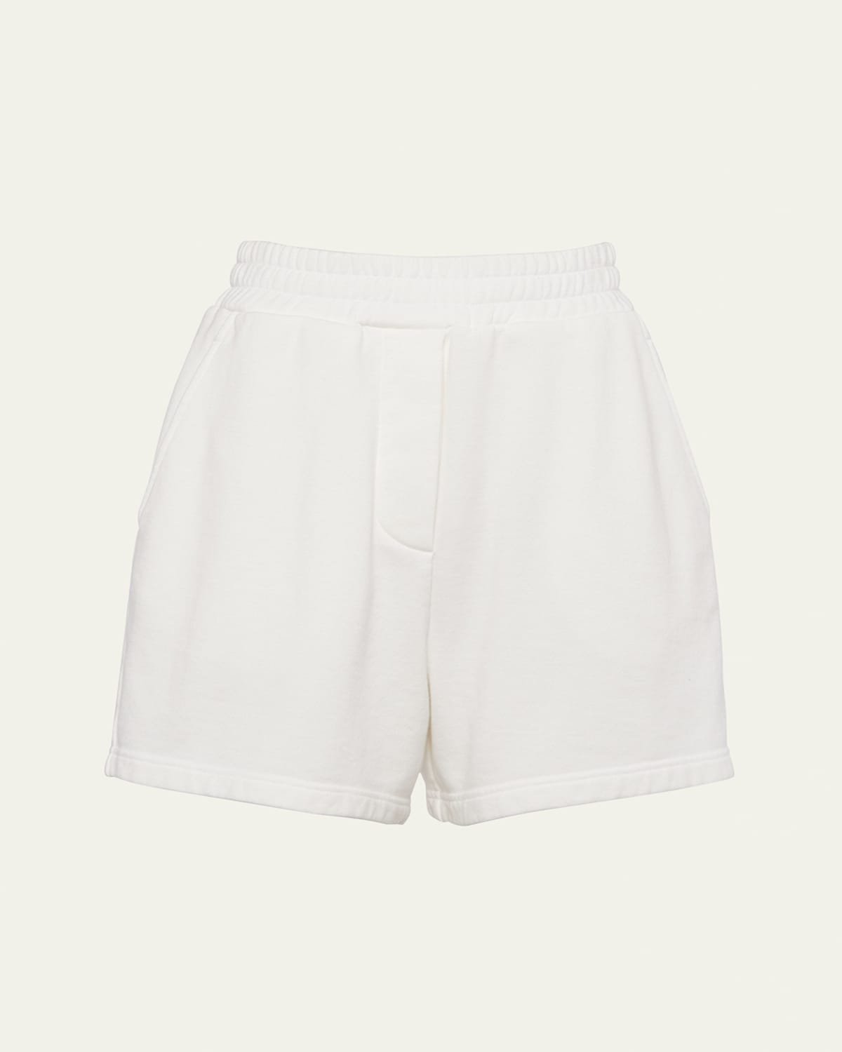 Prada Plush Elastic Waist Shorts In Naturale