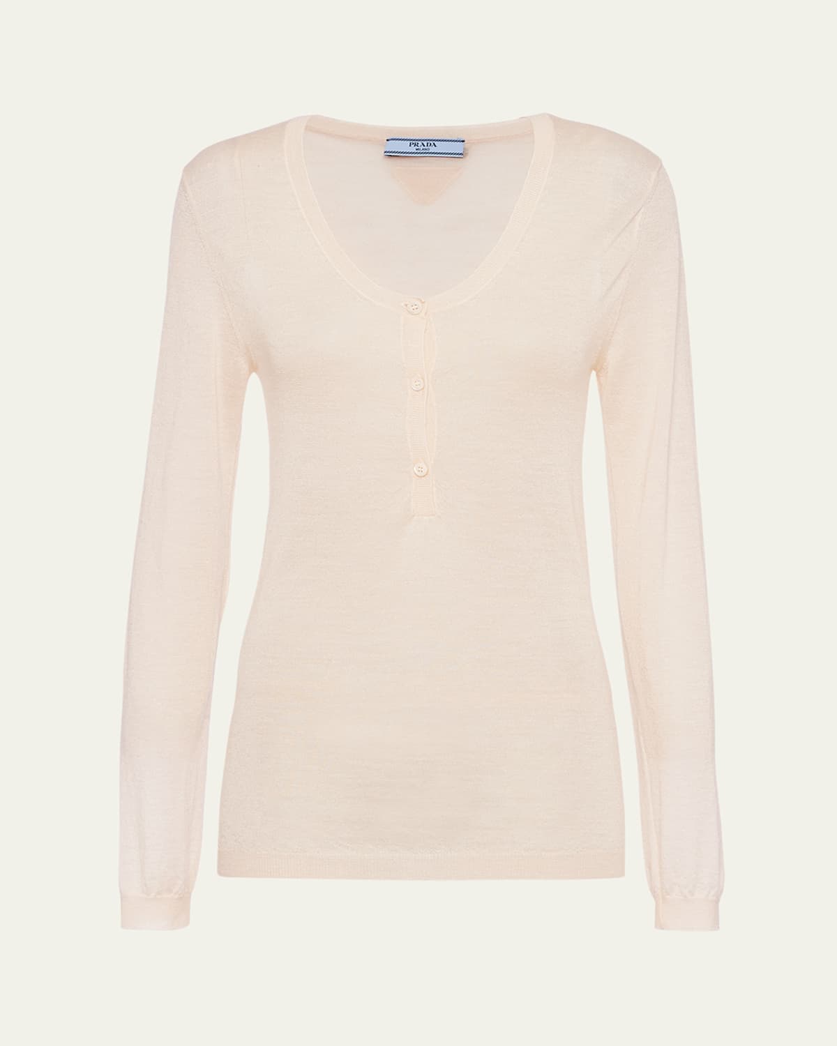Prada Logo Patch Superfine Cashmere Shirt In Naturale