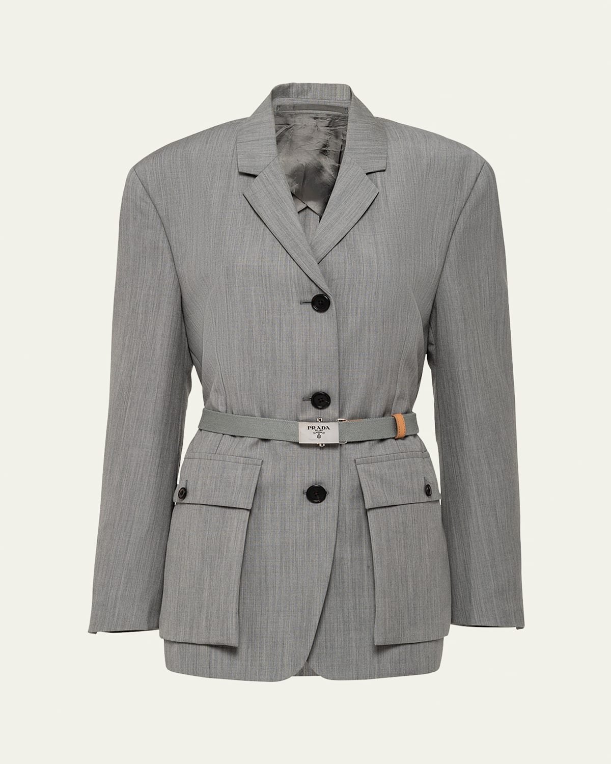 Prada Kid Mohair-wool Single-breasted Blazer In Granito