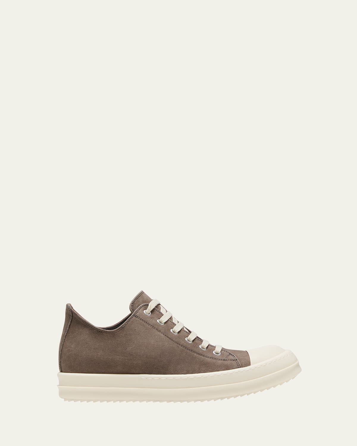 Rick Owens Scarpe Pelle Low-top Leather Sneakers In Dustmilkmilk