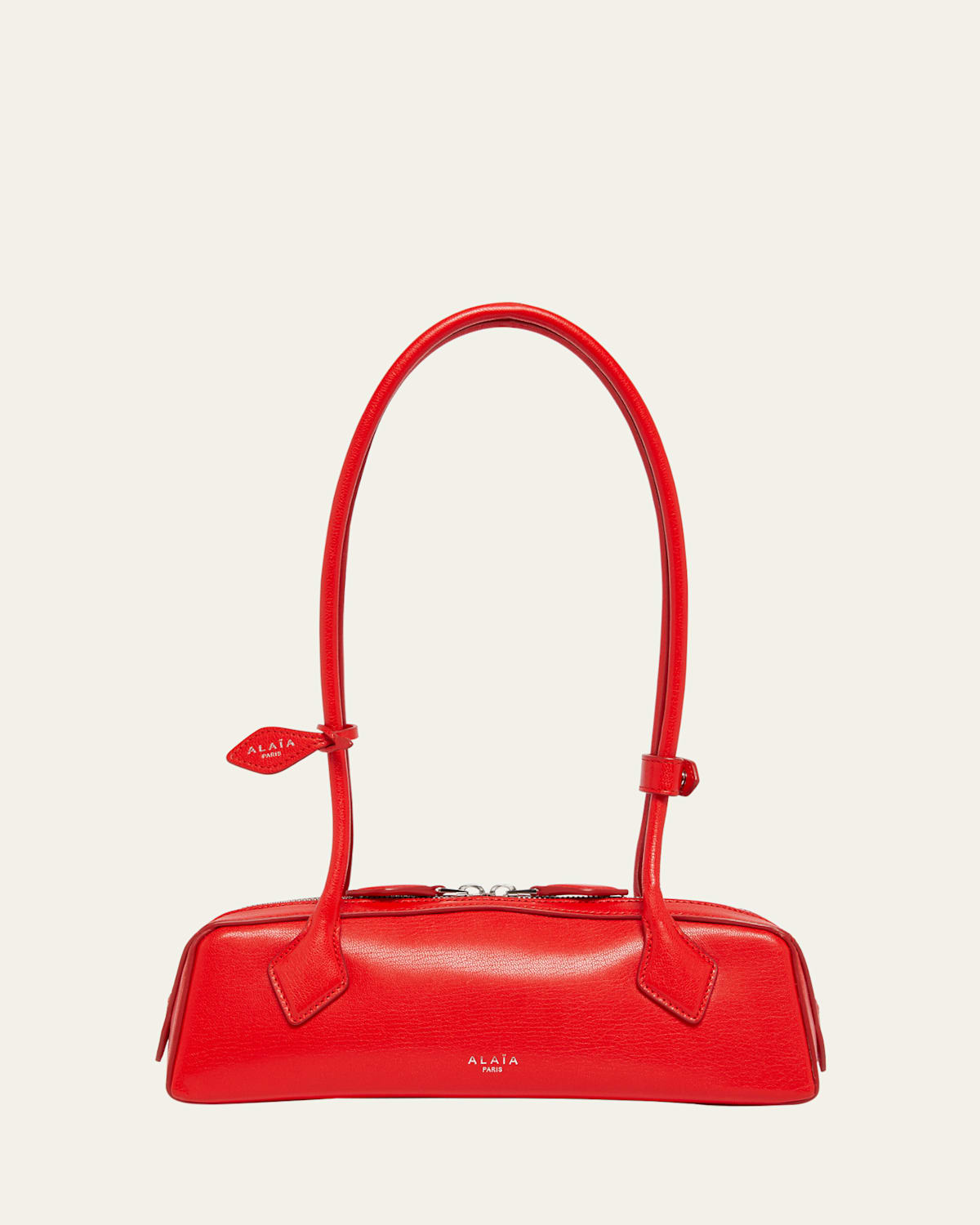 Alaïa Alaia Rouge Vif Le Teckel Small Leather Top-handle Bag In Noir