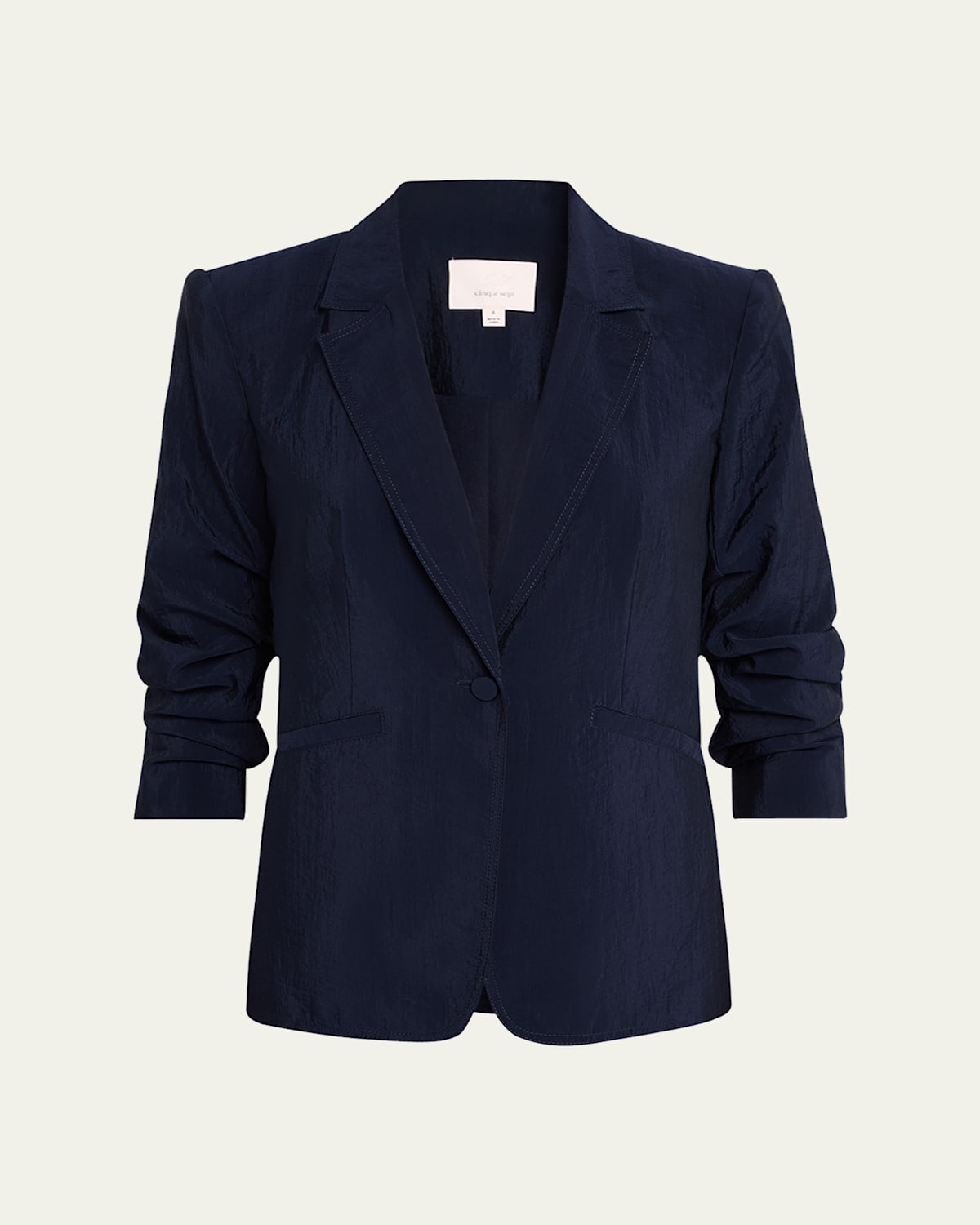 Shop Cinq À Sept Tumbled Woven Khloe Blazer In Navy