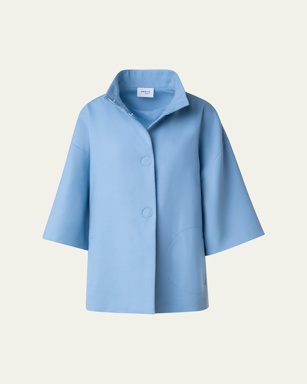 Wool Tricotine Button-Front Carcoat