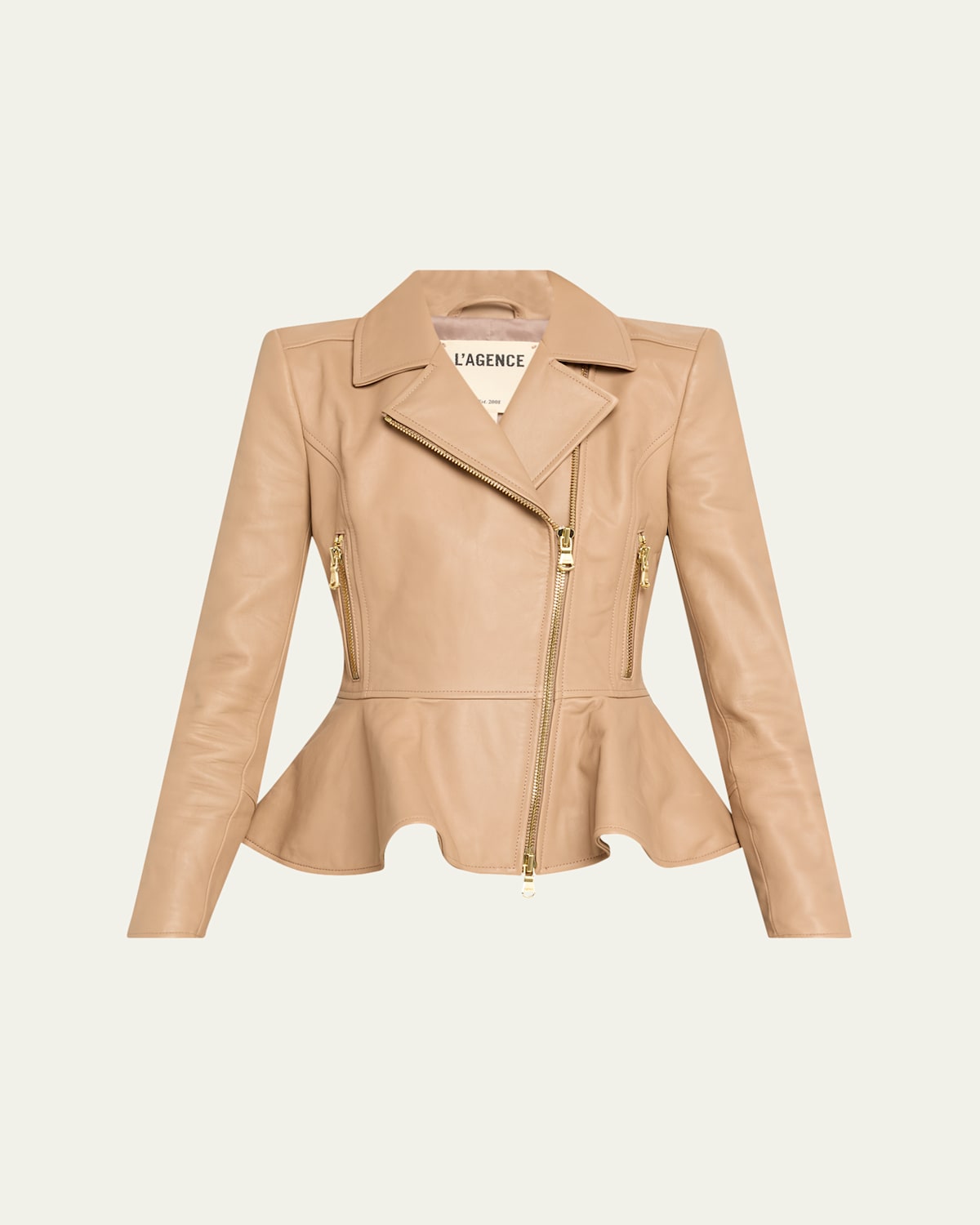 Lyric Peplum Leather Biker Jacket