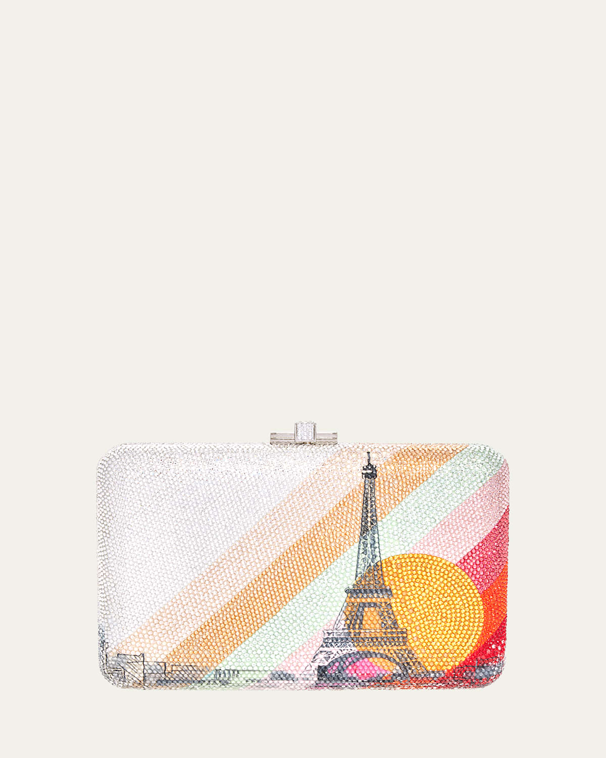 Shop Judith Leiber Paris Golden Hour Crystal Clutch Bag In Silver Vintage Rose