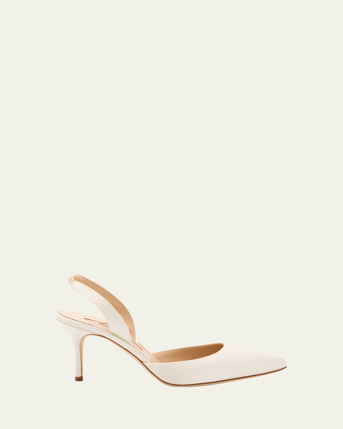 Manolo Blahnik Carolyne Satin Slingback Pumps In White