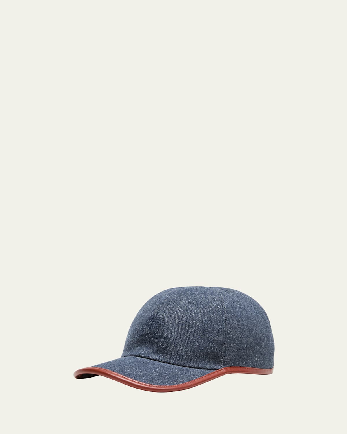 Loro Piana My Leather-trimmed Denim Baseball Cap In Surge Blue