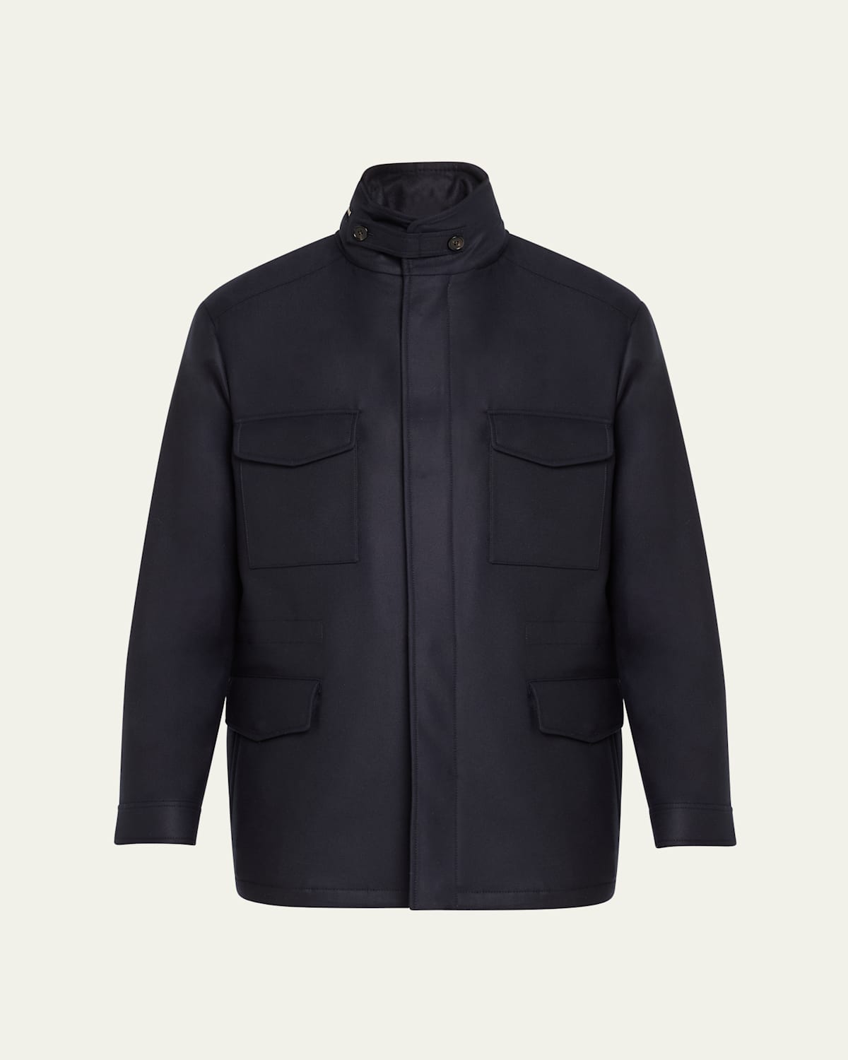 Loro Piana Men's Traveller Stand-collar Wool Utility Coat In Navy