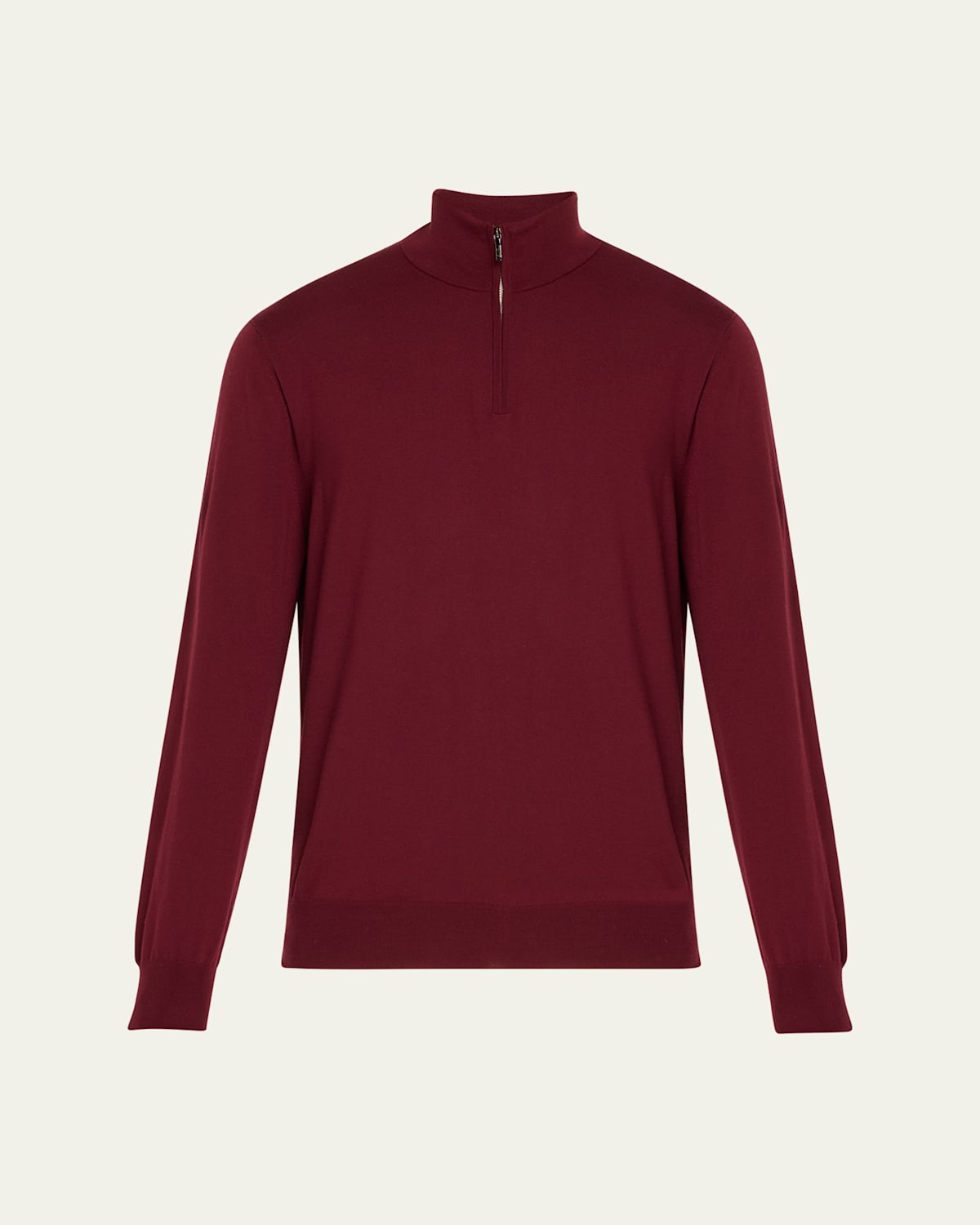 Loro Piana Men's Gift Of Kings Wool Quarter-zip Sweater In Red Ink