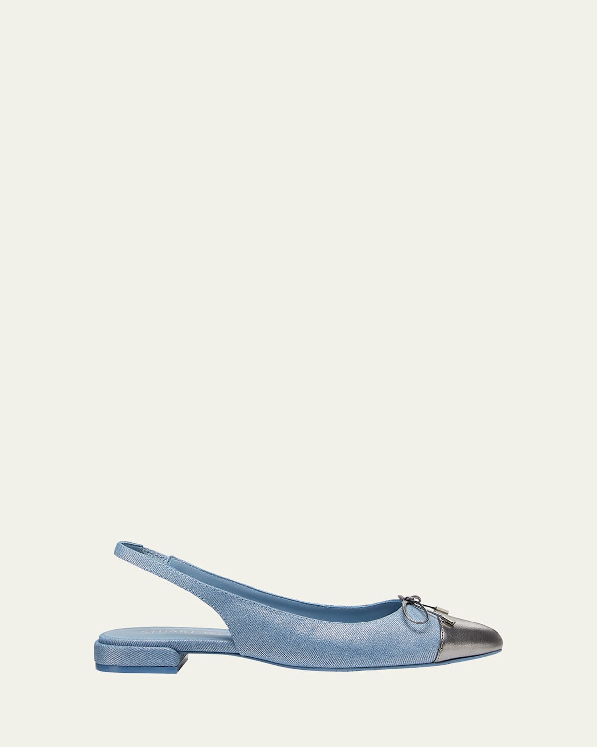 Stuart Weitzman Sleek Bow Slingback Flat In Blue