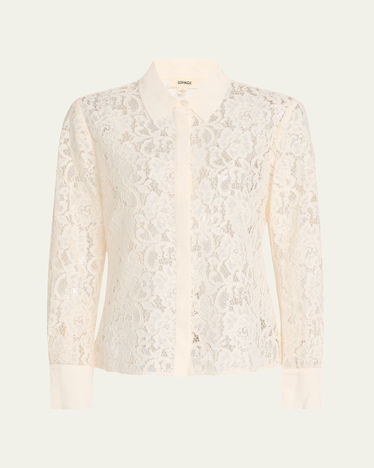 L Agence Maia Lace Button-front Blouse In Vintage White