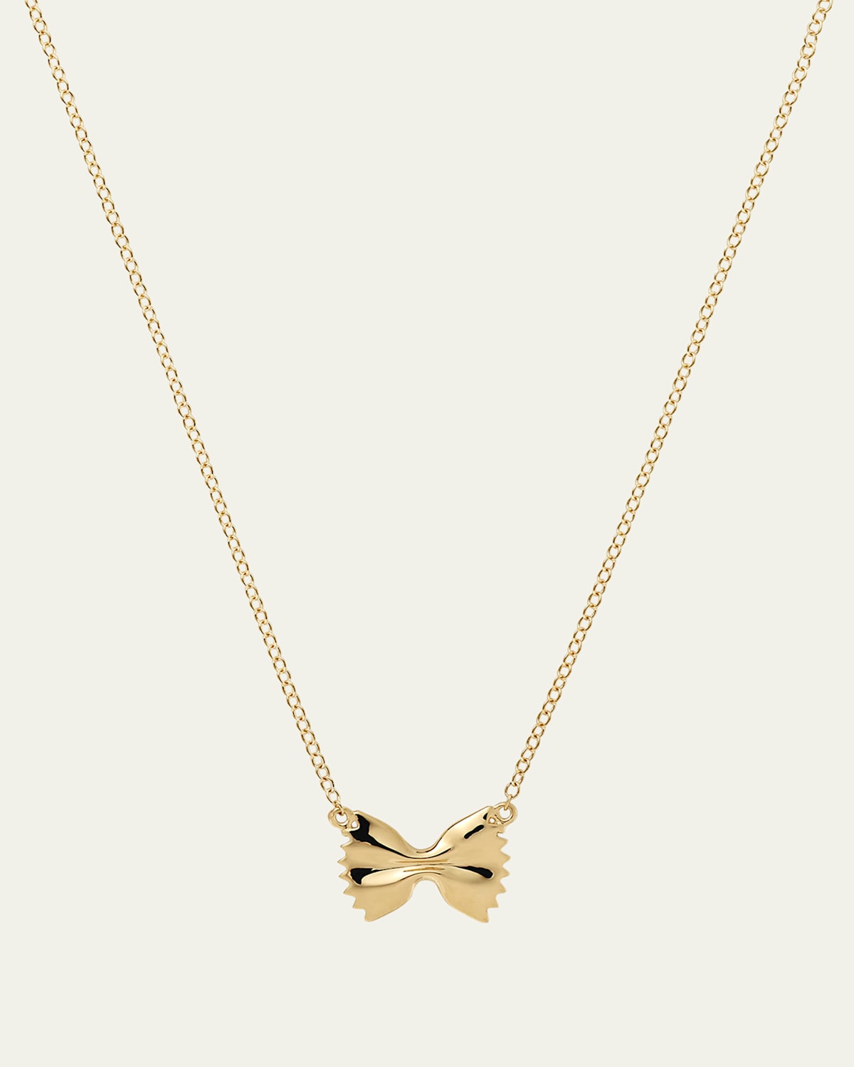 14K Yellow Gold Bowtie Pasta Station Necklace