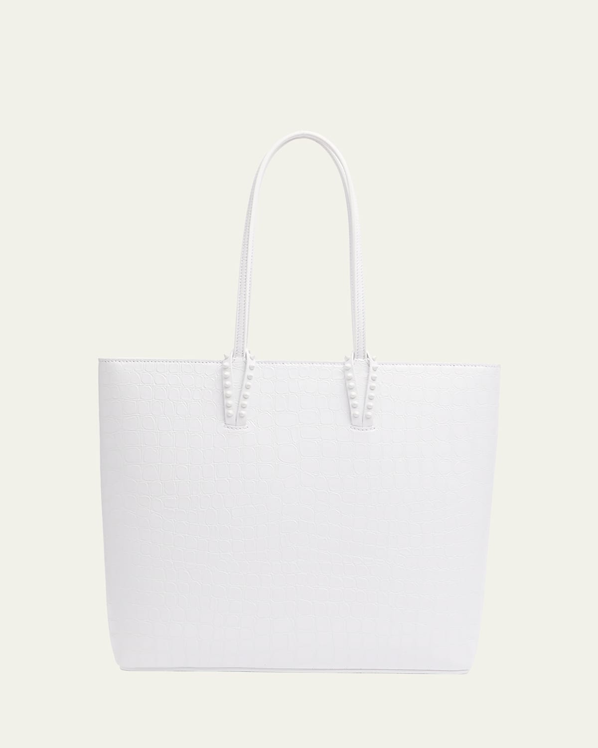 Christian Louboutin Cabata Zipped Ns Tote In Aligator Embossed Leather In White