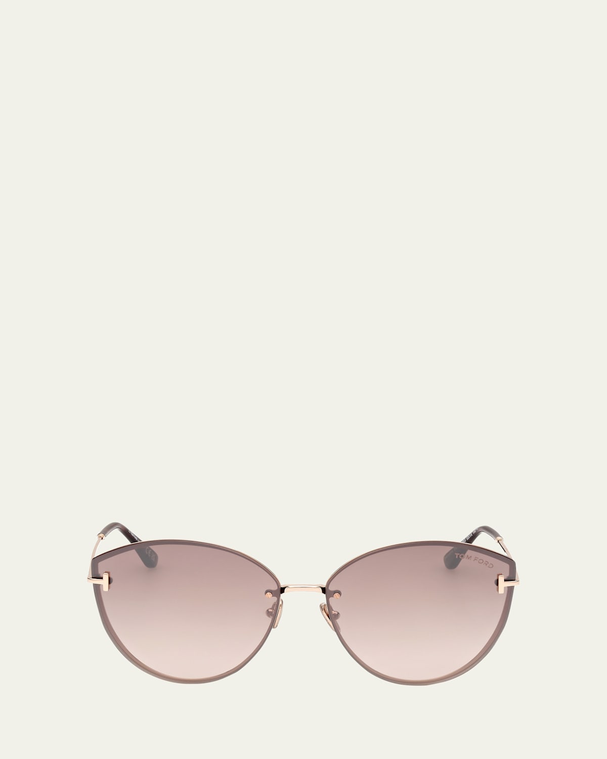 Tom Ford Evangeline 63mm Oversize Gradient Cat Eye Sunglasses In Shiny Rose Gold Dark Havana