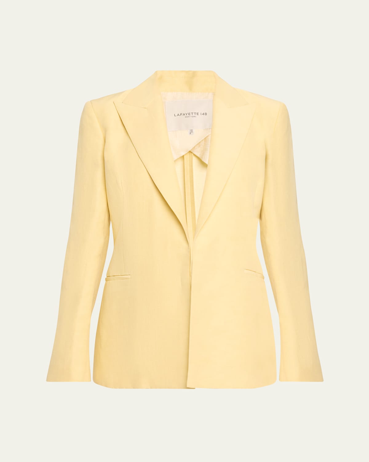 Lafayette 148 Open-front Peak-lapel Blazer In Yellow Yarrow